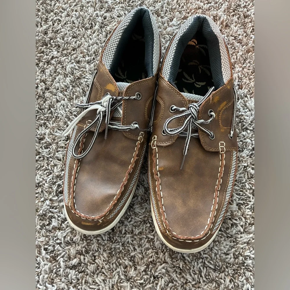 Island surf brand  Men's Brown Leather Boat Shoes size 12